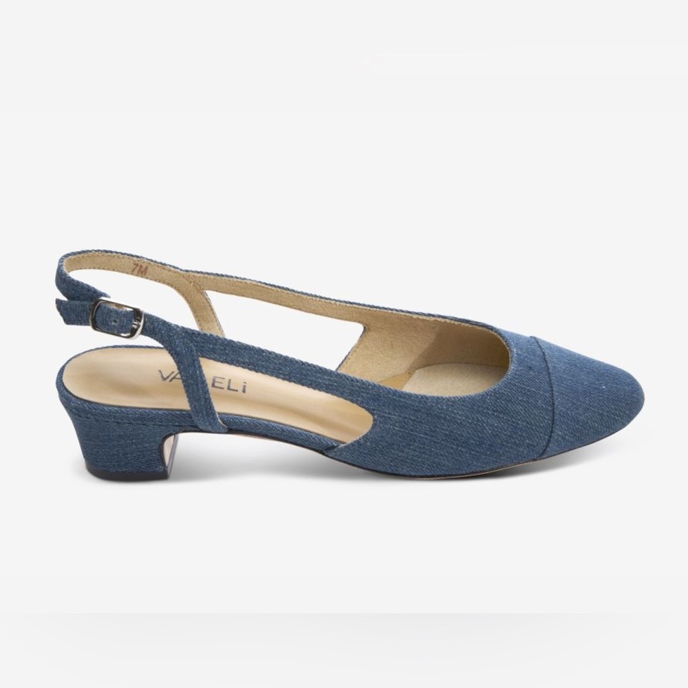 Vaneli Aliz‎ Slingback Heel Blue Denim Cap Toe Size 9